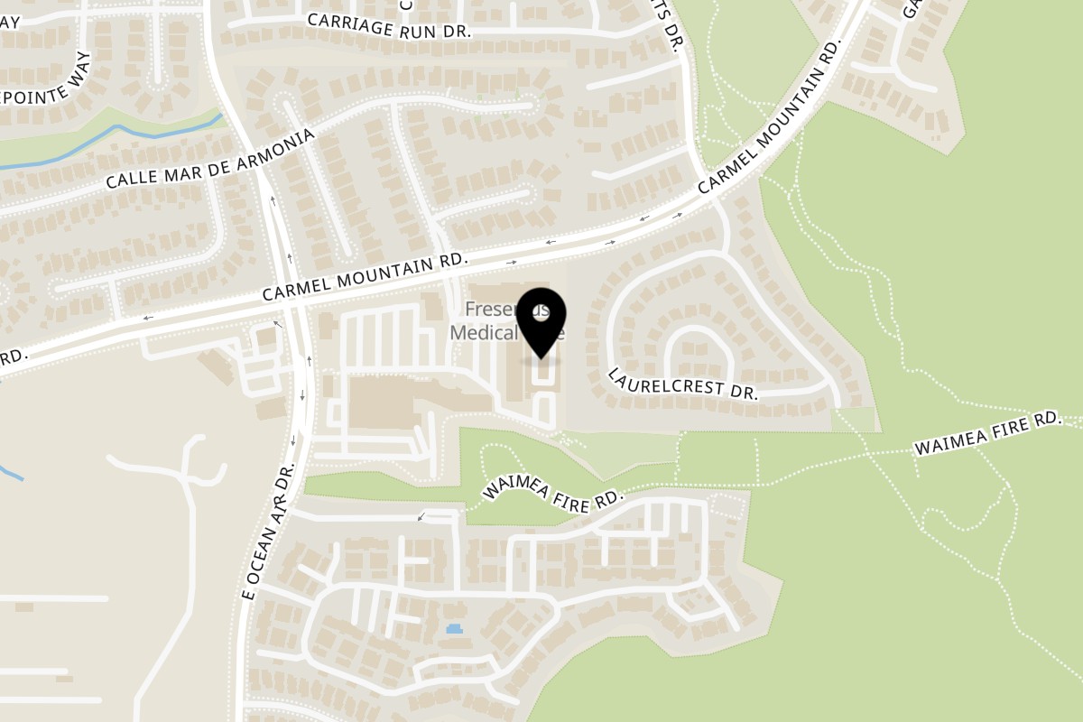 Map showing the location of Crust & Brew on 4653 Carmel Mountain Rd in San Diego